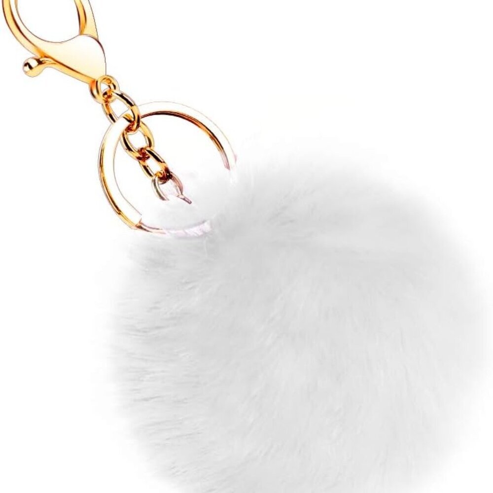 Soft Artificial Rabbit Fur Keychain Plush Ball Key Ring Cute Pom Pom Bag Charm f